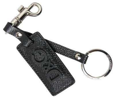 Dolce & Gabbana Elegant Black Leather Keyring Accessory