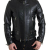 Dolce & Gabbana Sleek Black Leather Biker Jacket