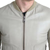 Dolce & Gabbana Cream Leather Bomber Jacket