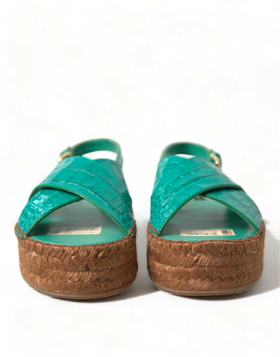 Dolce & Gabbana Elegant Green Espadrille Platform Sandals