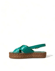 Dolce & Gabbana Elegant Green Espadrille Platform Sandals