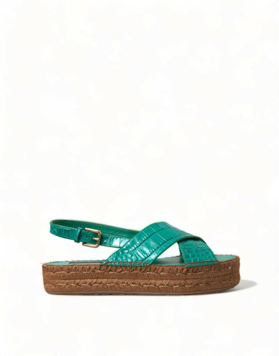 Dolce & Gabbana Elegant Green Espadrille Platform Sandals