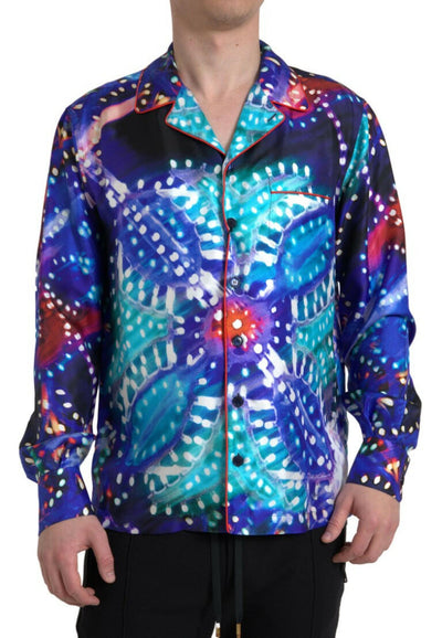 Dolce & Gabbana Psychedelic Print Silk Pajama Shirt