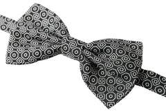 Elegant Black and White Silk Bow Tie