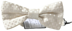 Elegant Ivory Fantasy Pattern Silk Bow Tie