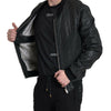 Dolce & Gabbana Elegant Black Leather Bomber Jacket