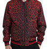 Dolce & Gabbana Red Leopard Print Bomber Jacket