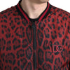 Dolce & Gabbana Red Leopard Print Bomber Jacket