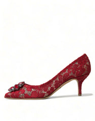 Dolce & Gabbana Radiant Red Lace Heels with Crystals