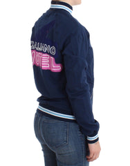 John Galliano Chic Blue Zip Cardigan with Logo Detail