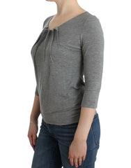 Elegant Gray Cashmere-Blend Jumper