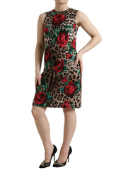 Dolce & Gabbana Elegant Leopard Floral A-Line Dress