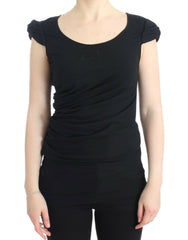 Elegant Cap Sleeve Black Top