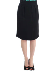 Elegant Black Wool Pencil Skirt