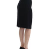 Cavalli Elegant Black Wool Pencil Skirt