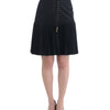 Cavalli Elegant Black Pleated Lace A-Line Skirt