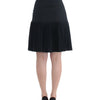 Cavalli Elegant Black Pleated Lace A-Line Skirt