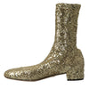 Dolce & Gabbana Elegant Mid Calf Gold Boots Exclusive Design