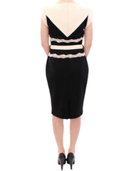 Elegant Sheath Lace Dress in Black and Beige