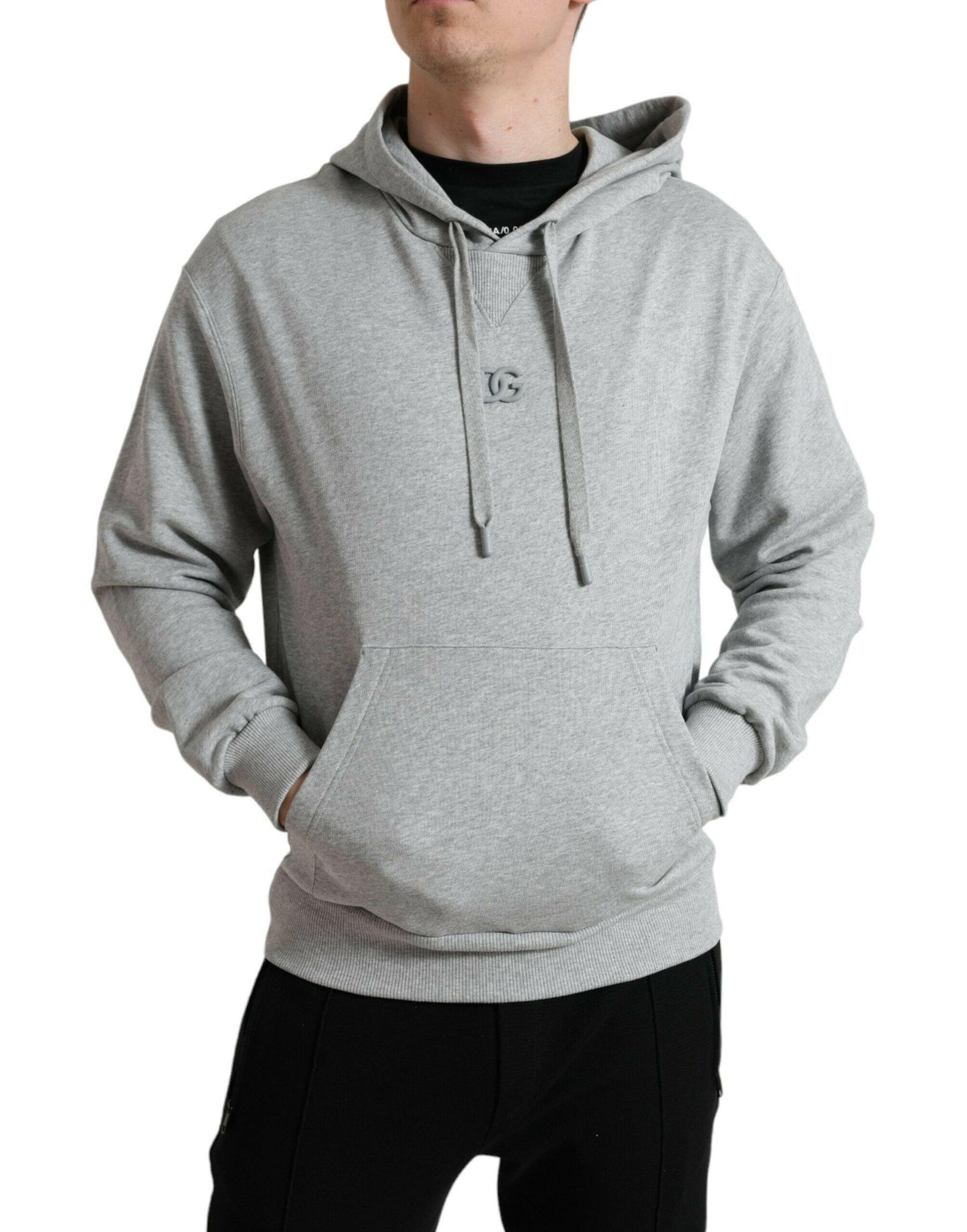 Dolce & Gabbana Chic Gray Logo Hooded Cotton Sweater