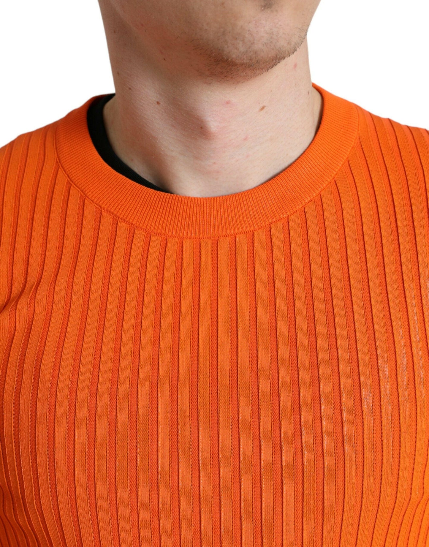 Dolce & Gabbana Sleek Sunset Orange Knitted Pullover Sweater