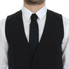 Dolce & Gabbana Elegant Silk-Wool Black Dress Vest