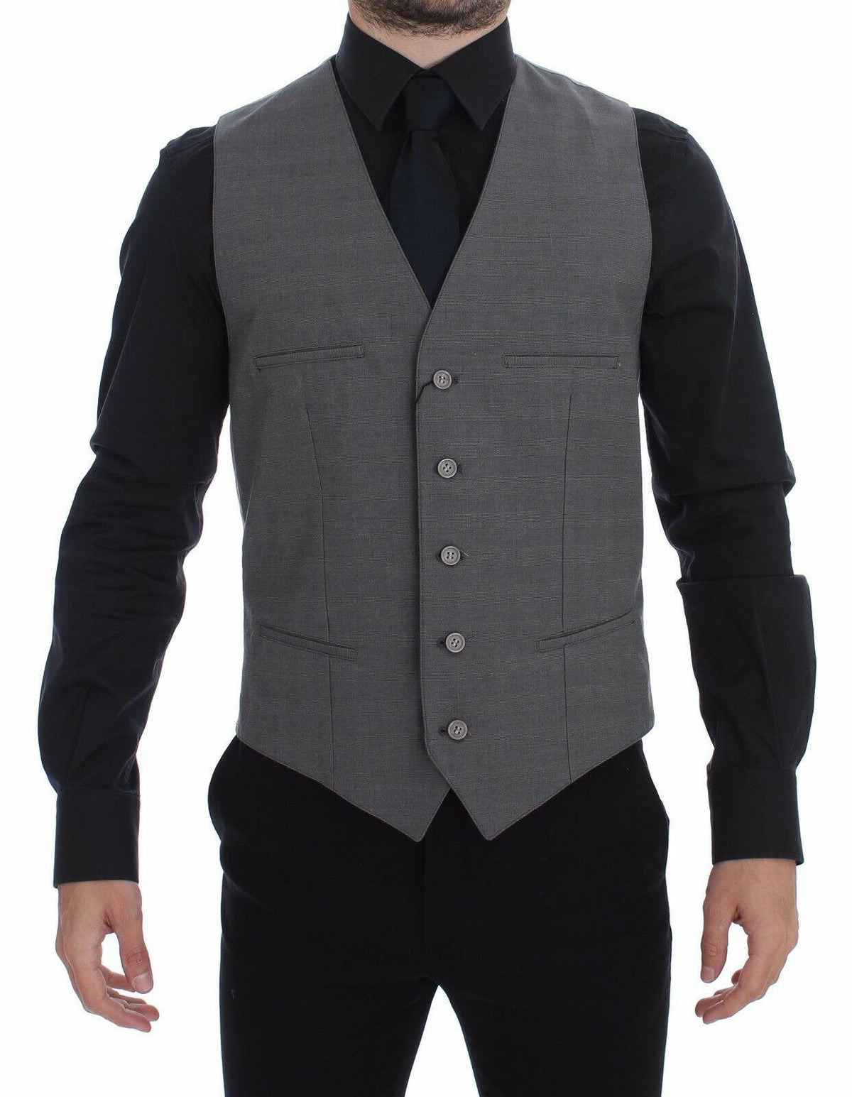 Elegant Gray Slim Fit Dress Vest