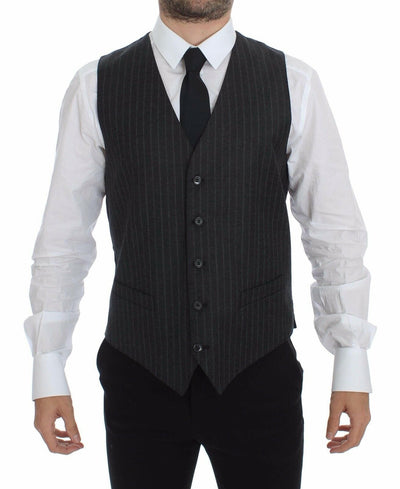 Dolce & Gabbana Elegant Gray Striped Dress Vest