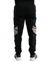 Elegant Black Leopard Jogger Pants