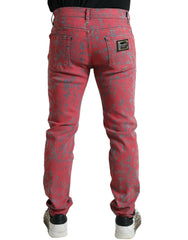 Red Tie Dye Skinny Denim Jeans