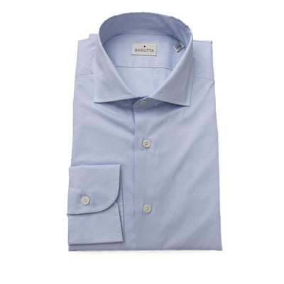 Bagutta Light Blue Cotton Mens Shirt