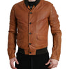 Dolce & Gabbana Elegant Leather Perforated Bomber Jacket