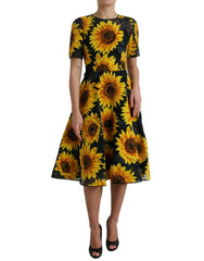 Summery Sunflower A-Line Midi Dress