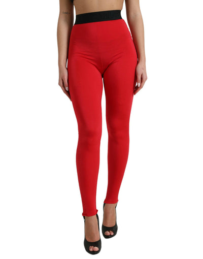 Dolce & Gabbana Elegant High Waist Red Leggings