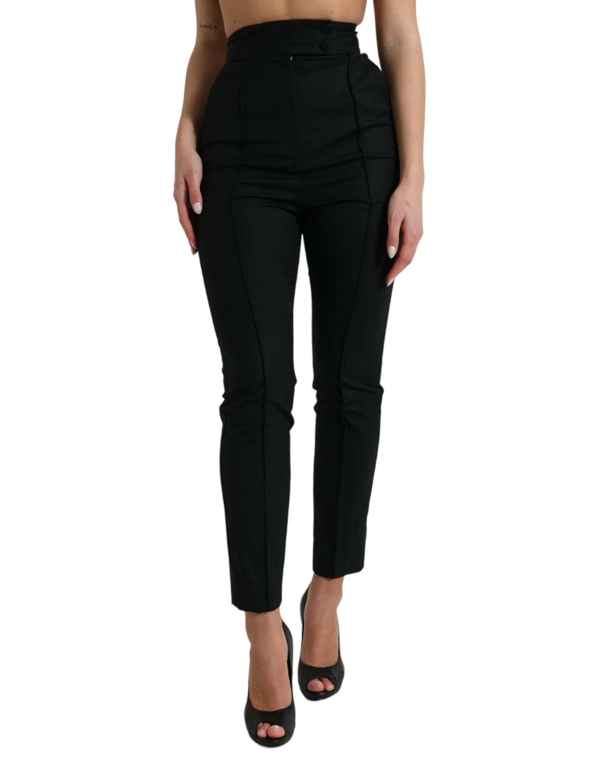 Elegant High Waist Tapered Wool Pants