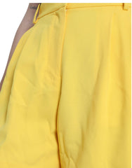 Elegant High Waist Bermuda Shorts in Sunny Yellow