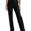 Dolce & Gabbana Chic High Waist Straight Pants with Logo Print