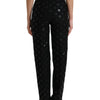 Dolce & Gabbana Chic High Waist Straight Pants with Logo Print