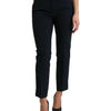 Dolce & Gabbana Elegant Mid Waist Tapered Pants in Blue