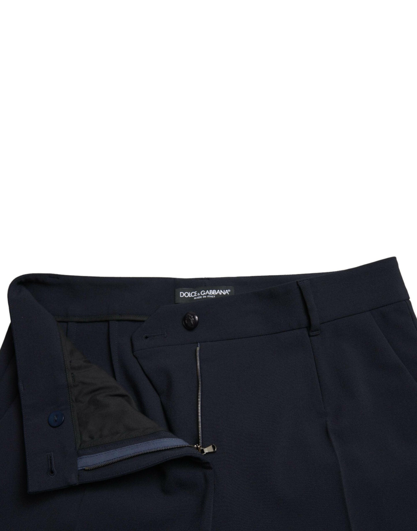 Dolce & Gabbana Elegant Mid Waist Tapered Pants in Blue