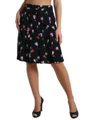 Elegant Floral A-Line Knee-Length Skirt