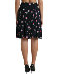 Elegant Floral A-Line Knee-Length Skirt