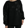 Dolce & Gabbana Elegant Black Floral Applique Sweater