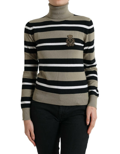 Dolce & Gabbana Multicolor Striped Wool Turtleneck Sweater