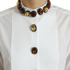 Dolce & Gabbana Elegant Crystal-Embellished White Cotton Top