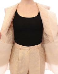 Exquisite Beige Brocade Sleeveless Jacket Vest