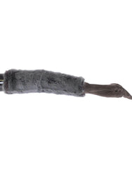 Elegant Gray Mink Fur Leather Elbow Gloves