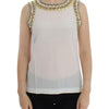 Dolce & Gabbana Elegant Sleeveless Silk Blouse with Crystal Embellishment