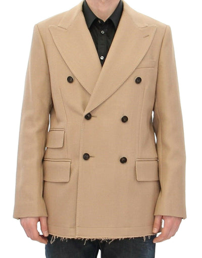 Dolce & Gabbana Elegant Beige Formal Wool Coat