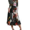 Dolce & Gabbana Elegant Patchwork Silk Midi A-Line Dress